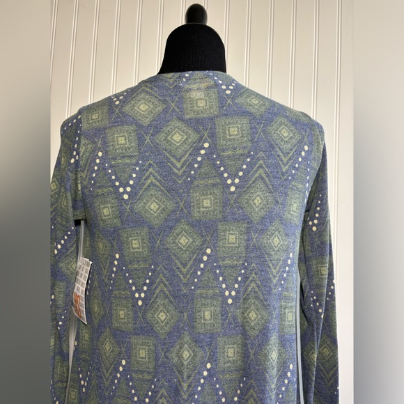 LuLaRoe Sarah Cardigan Duster Sweater Women’s Size XS Blue Green Cream - Picture 5 of 16